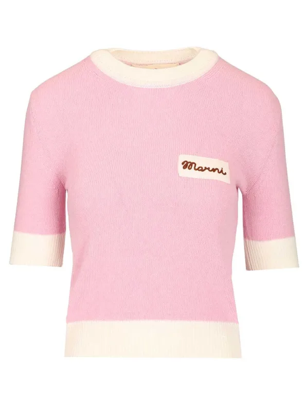 Cropped Top In Wool Blend Knitwear Rose sold by Wanan Luxury