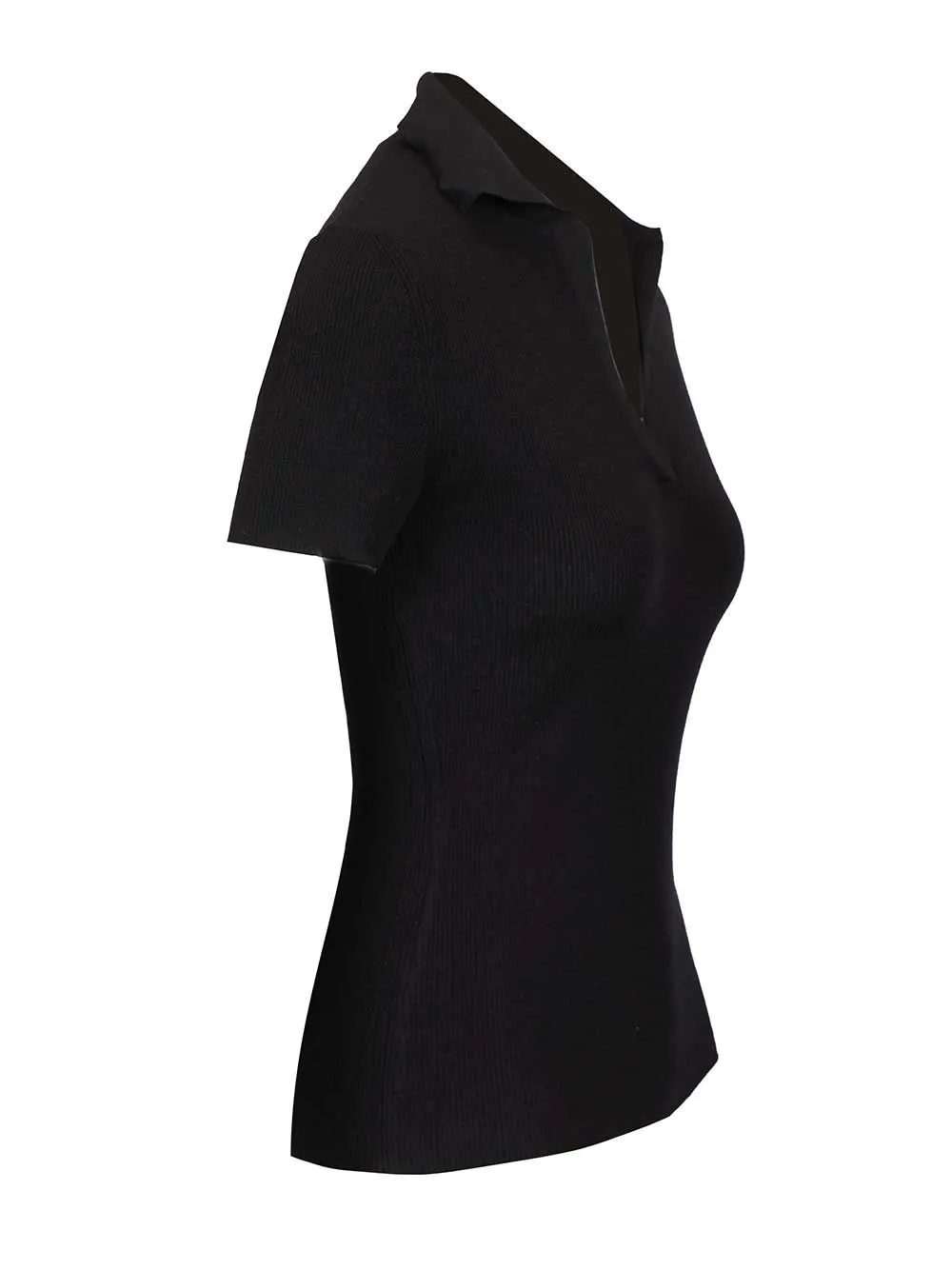 Ribbed Wool Polo Shirt Knitwear Black sold by Wanan Luxury product image thumbnail 3