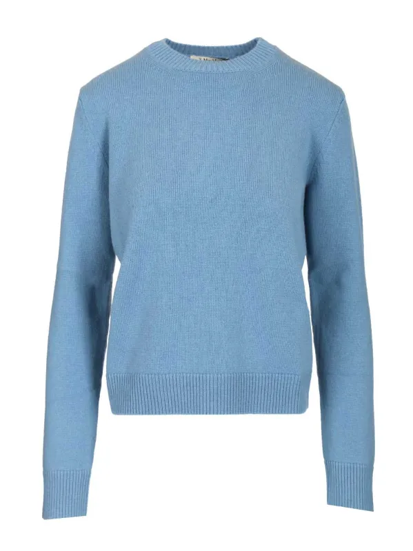 Fresia Wool Cashmere Sweater With Logo Patch Knitwear Light Blue sold by Wanan Luxury