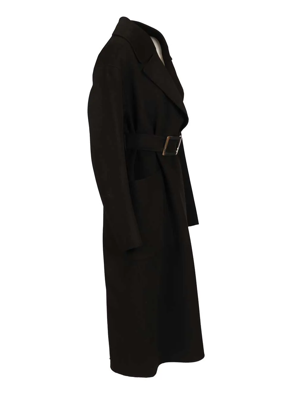 Pure Wool Dressing Gown Coat Coats Black sold by Wanan Luxury product image thumbnail 3