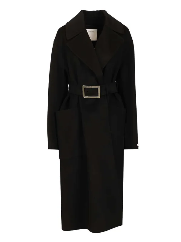 Pure Wool Dressing Gown Coat Coats Black sold by Wanan Luxury