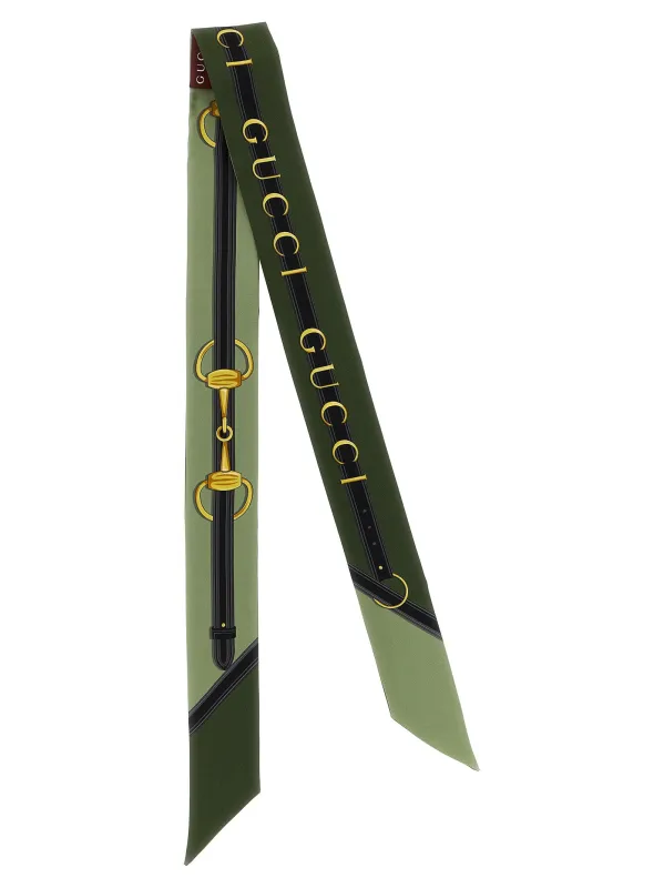 Silk Bandeau Scarves And Foulards Green sold by Wanan Luxury