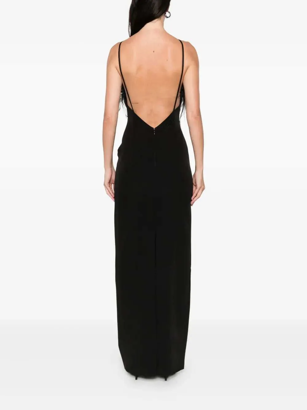 Long Dress With Feather Trim sold by Wanan Luxury product image thumbnail 4