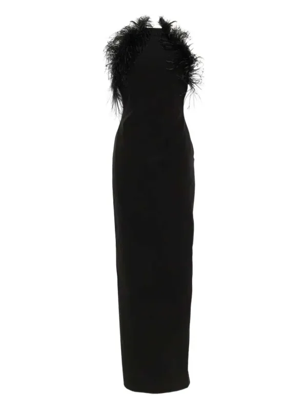 Long Dress With Feather Trim made by The Attico