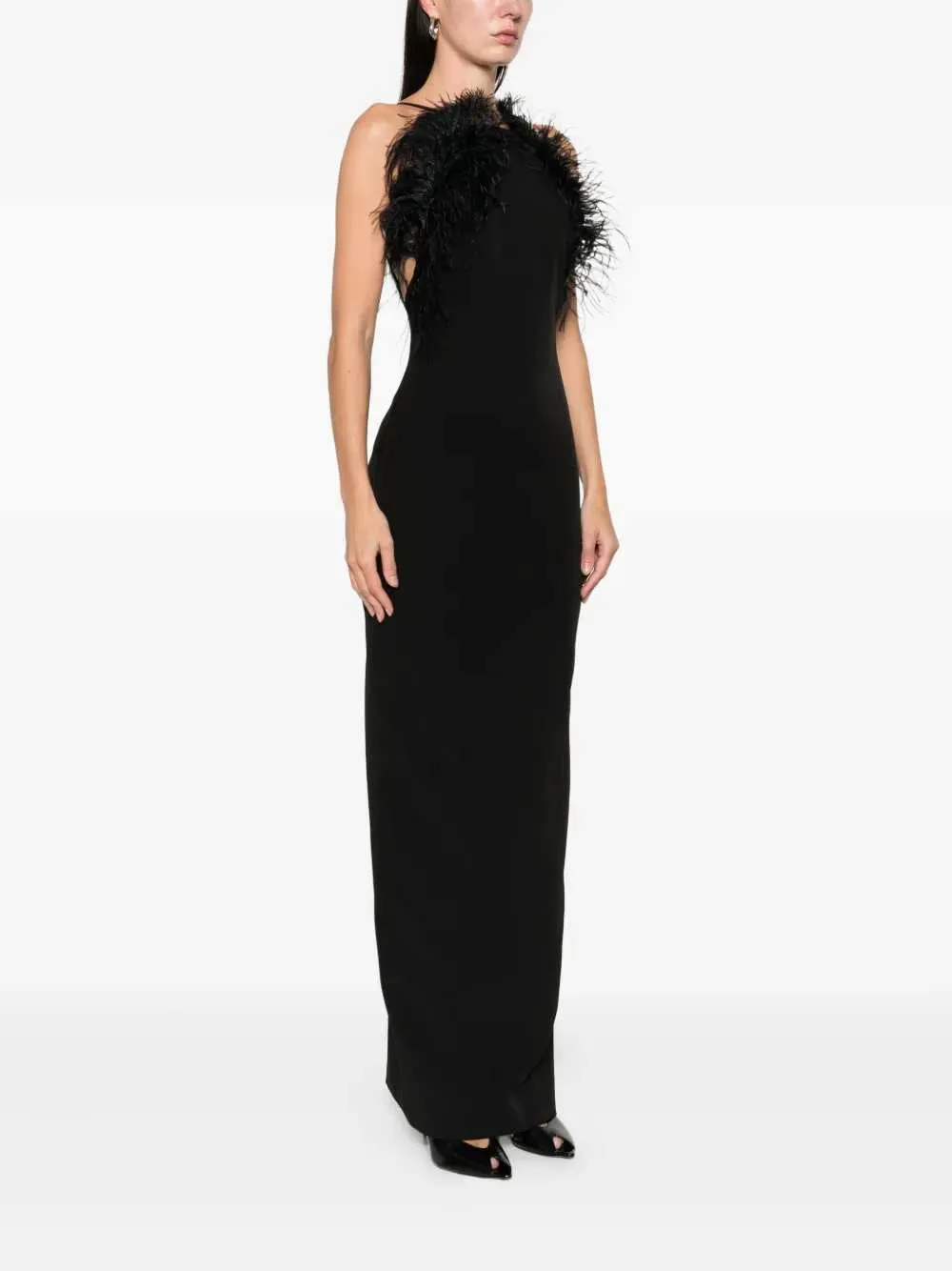 Long Dress With Feather Trim sold by Wanan Luxury product image thumbnail 3