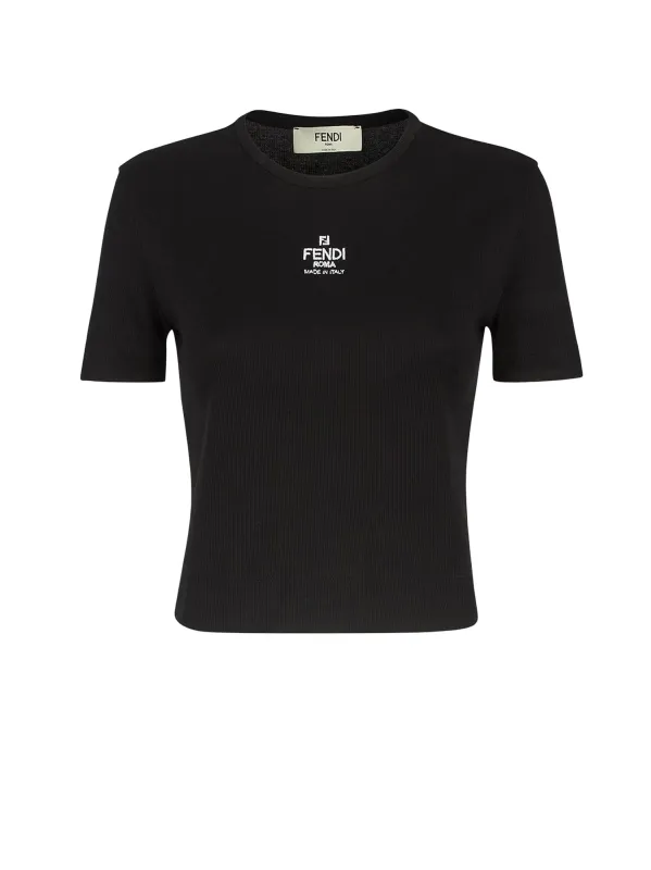 Ribbed Cotton T-Shirt made by Fendi