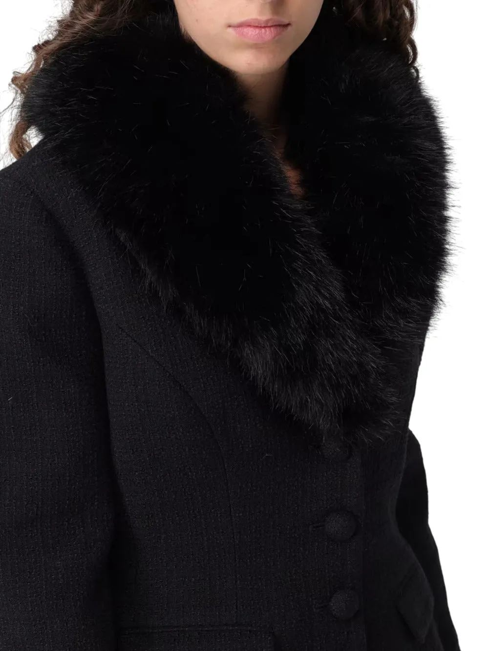 Tailored Black Bouclé Fur Jacket sold by Wanan Luxury product image thumbnail 4