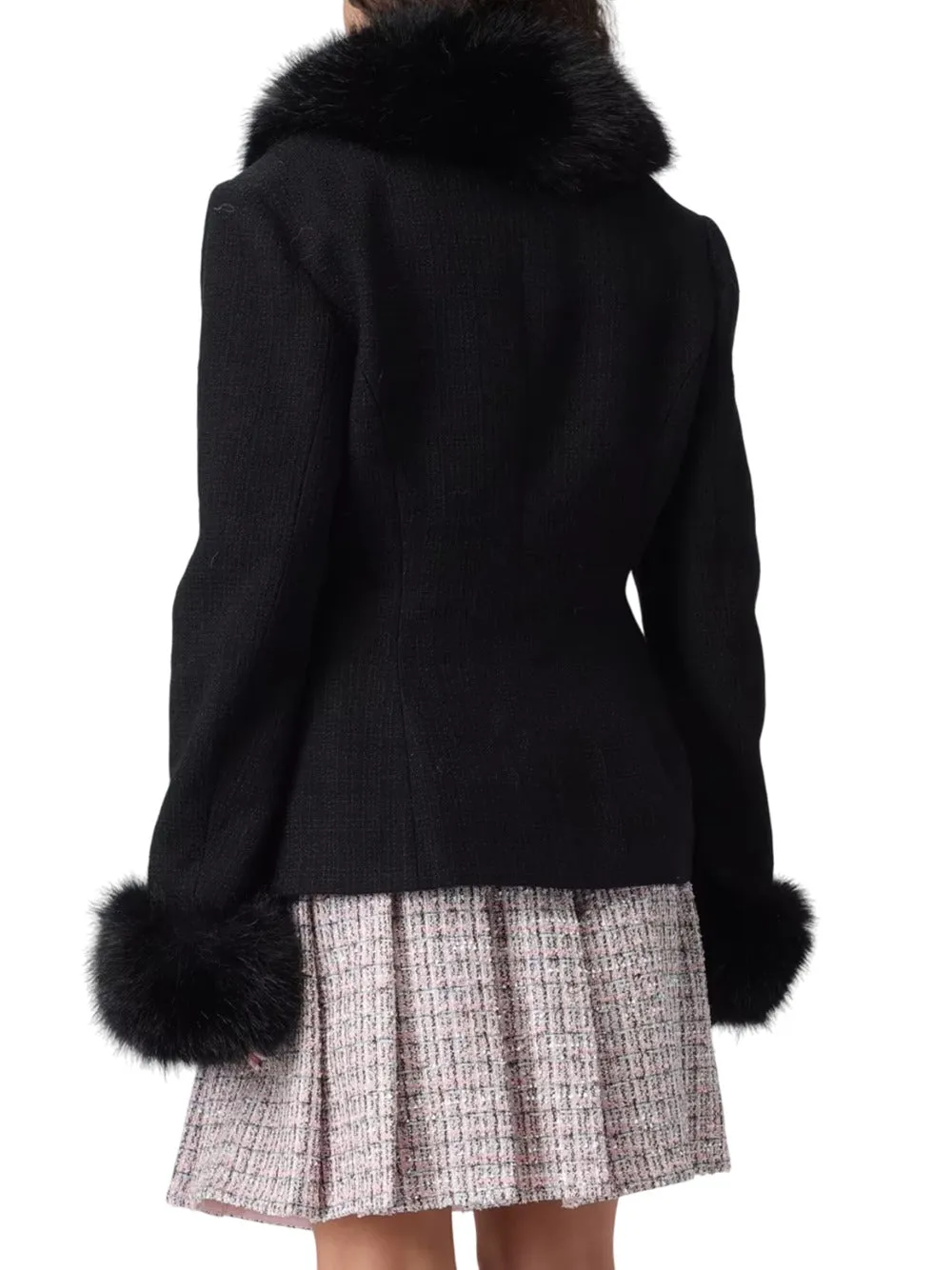 Tailored Black Bouclé Fur Jacket sold by Wanan Luxury product image thumbnail 5