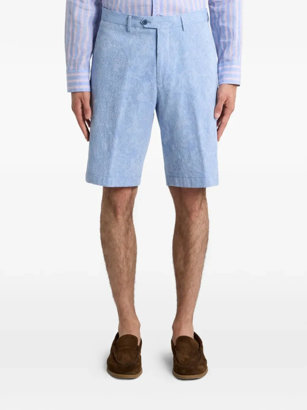 Striped Cotton Jacquard Shorts With Floral Paisley Motif sold by Wanan Luxury product image thumbnail 4