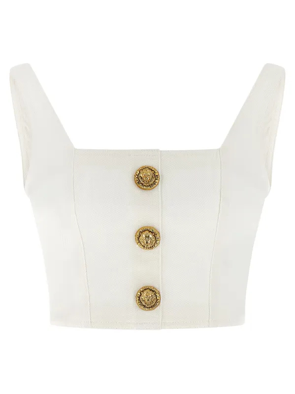 Button Top Tops White sold by Wanan Luxury