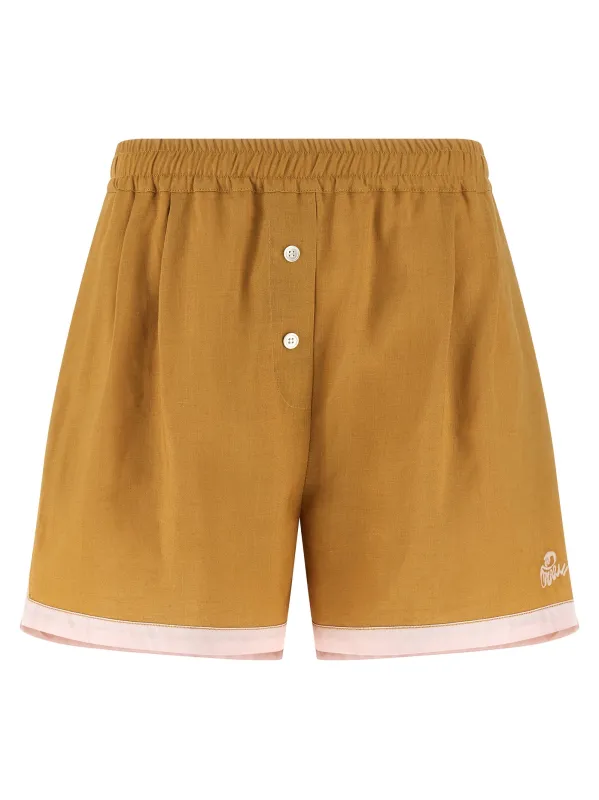 Linen Shorts Bermuda And Short Yellow made by Marni