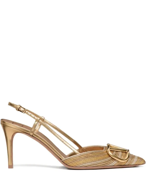 Vlogo Signature Leather Slingback Pumps sold by Wanan Luxury