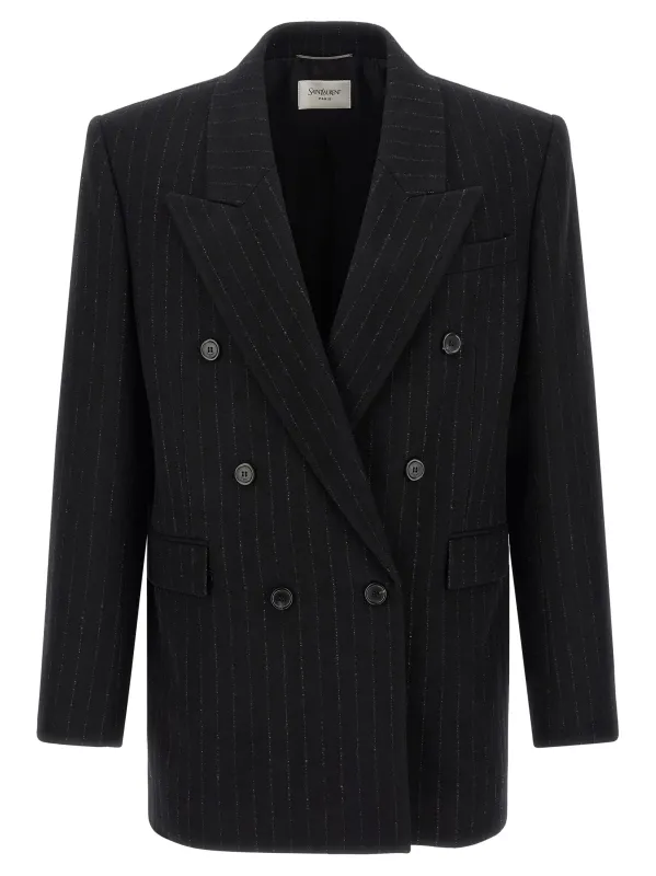 Pinstripe Blazer Black sold by Wanan Luxury