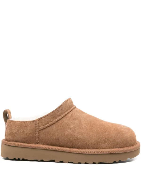Classic Micro Flat Shoes Brown made by UGG