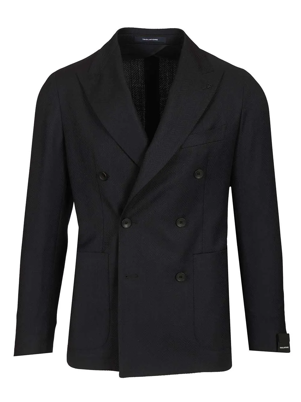 Double-Breasted Herringbone Fabric Blazer Jackets Blue sold by Wanan Luxury