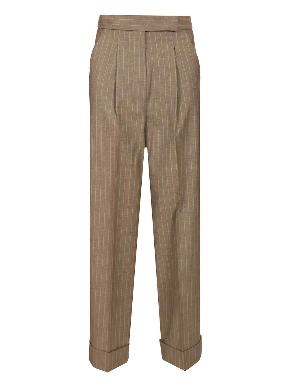 Pinstriped Trousers Brown sold by Wanan Luxury