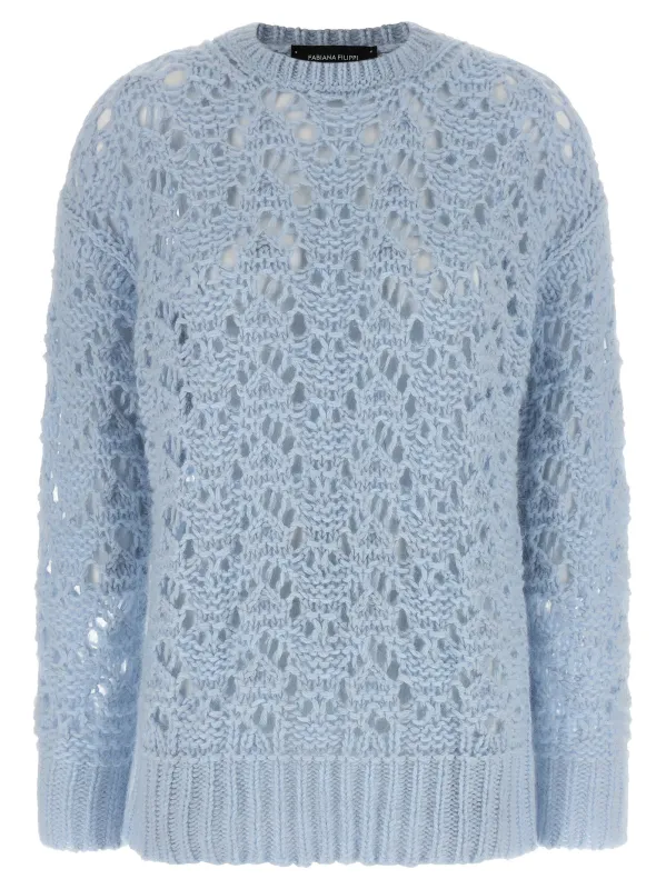Openwork Sweater Sweaters And Cardigans Light Blue sold by Wanan Luxury