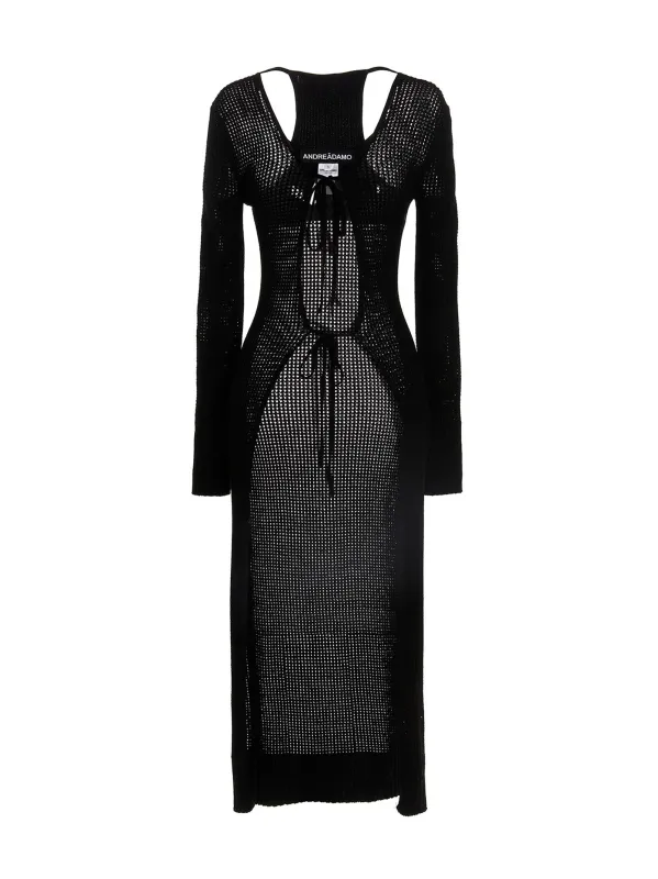 Openwork Long Cardigan Sweaters And Cardigans Black sold by Wanan Luxury