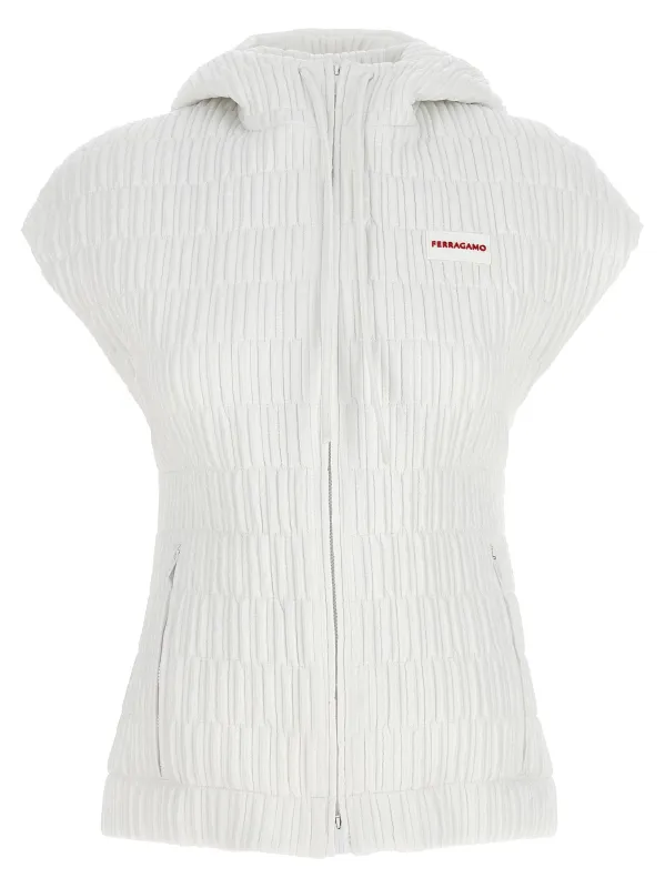 Hooded Vest Gilet White sold by Wanan Luxury