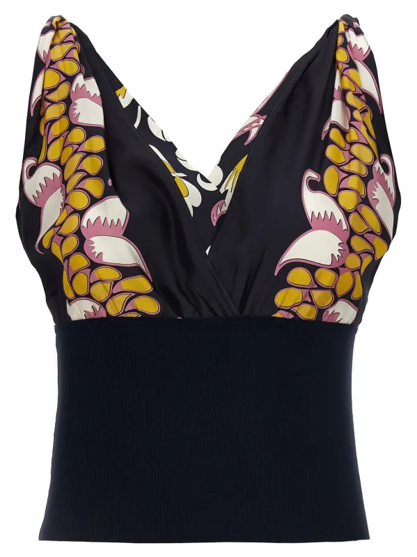 Printed Silk Top Tops Black sold by Wanan Luxury