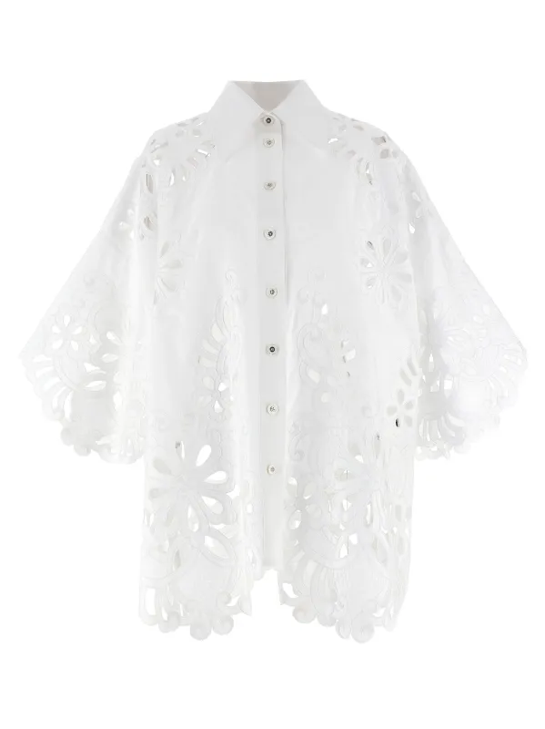 Cut-Out Embroidery Shirt Shirt And Blouse White sold by Wanan Luxury