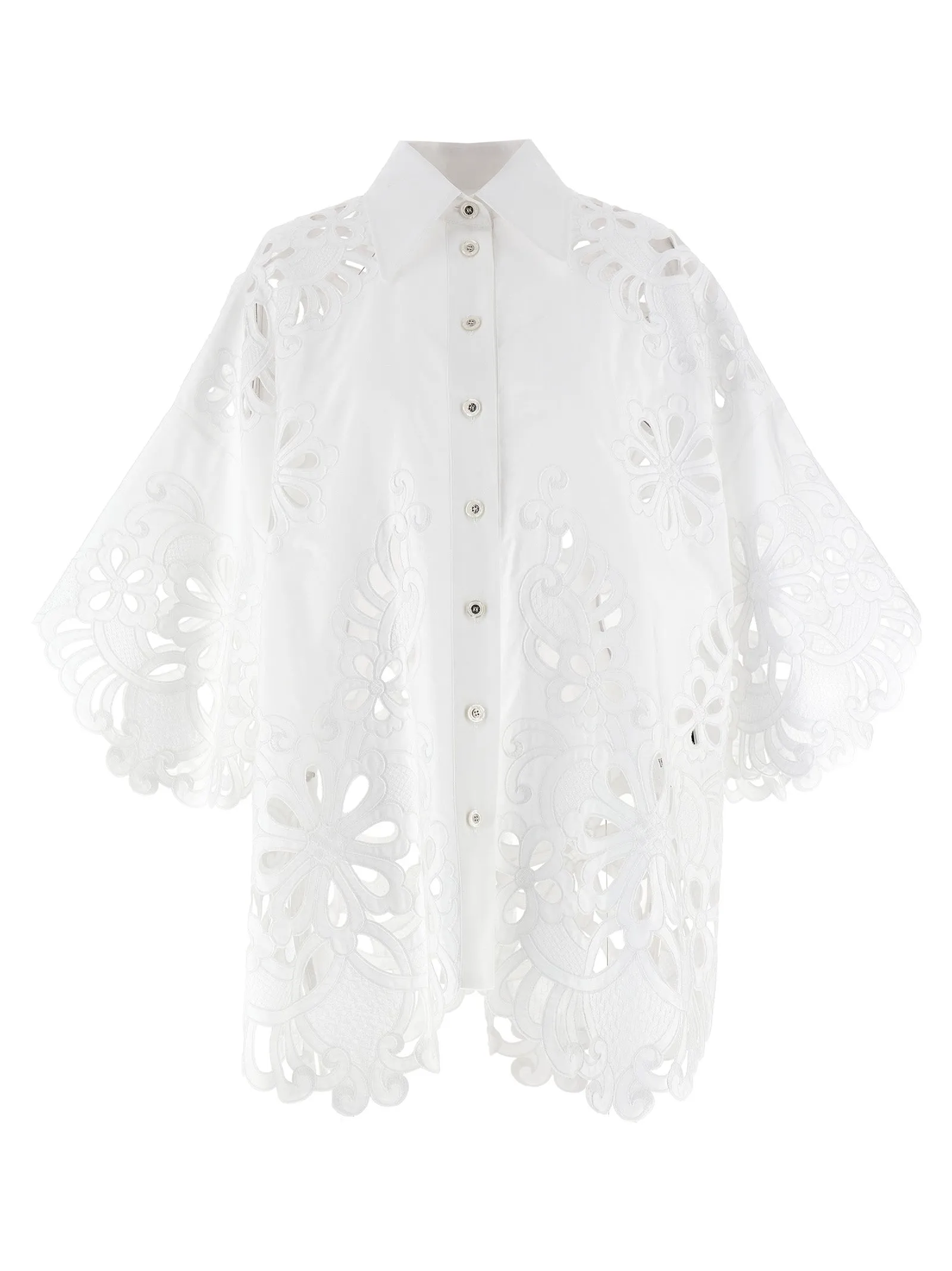 Cut-Out Embroidery Shirt Shirt And Blouse White sold by Wanan Luxury