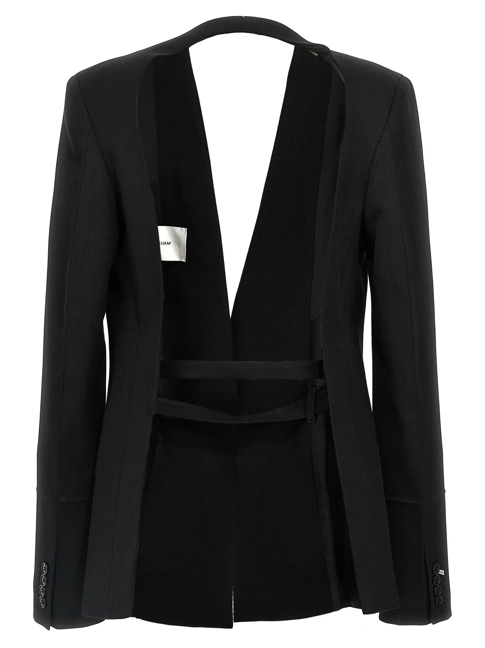 Shrunken Collarless Open-Back Blazers Black sold by Wanan Luxury product image thumbnail 2