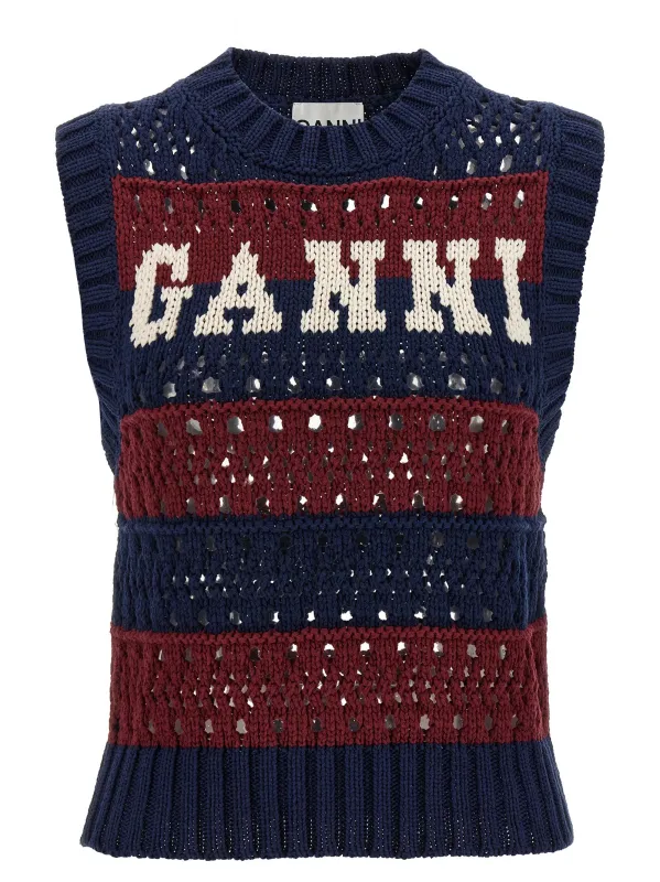 Blue Striped Gilet Multicolor made by Ganni
