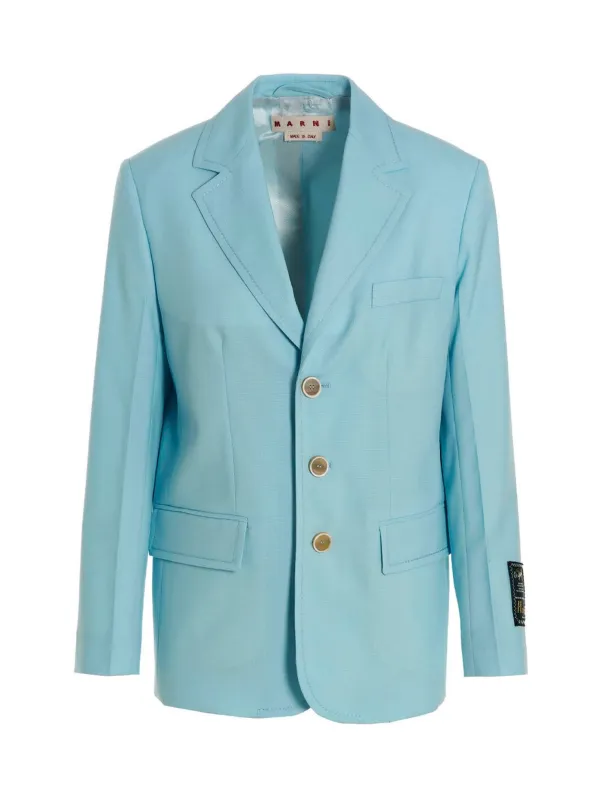 Single-Breasted Blazer Jacket Blazers Light Blue sold by Wanan Luxury