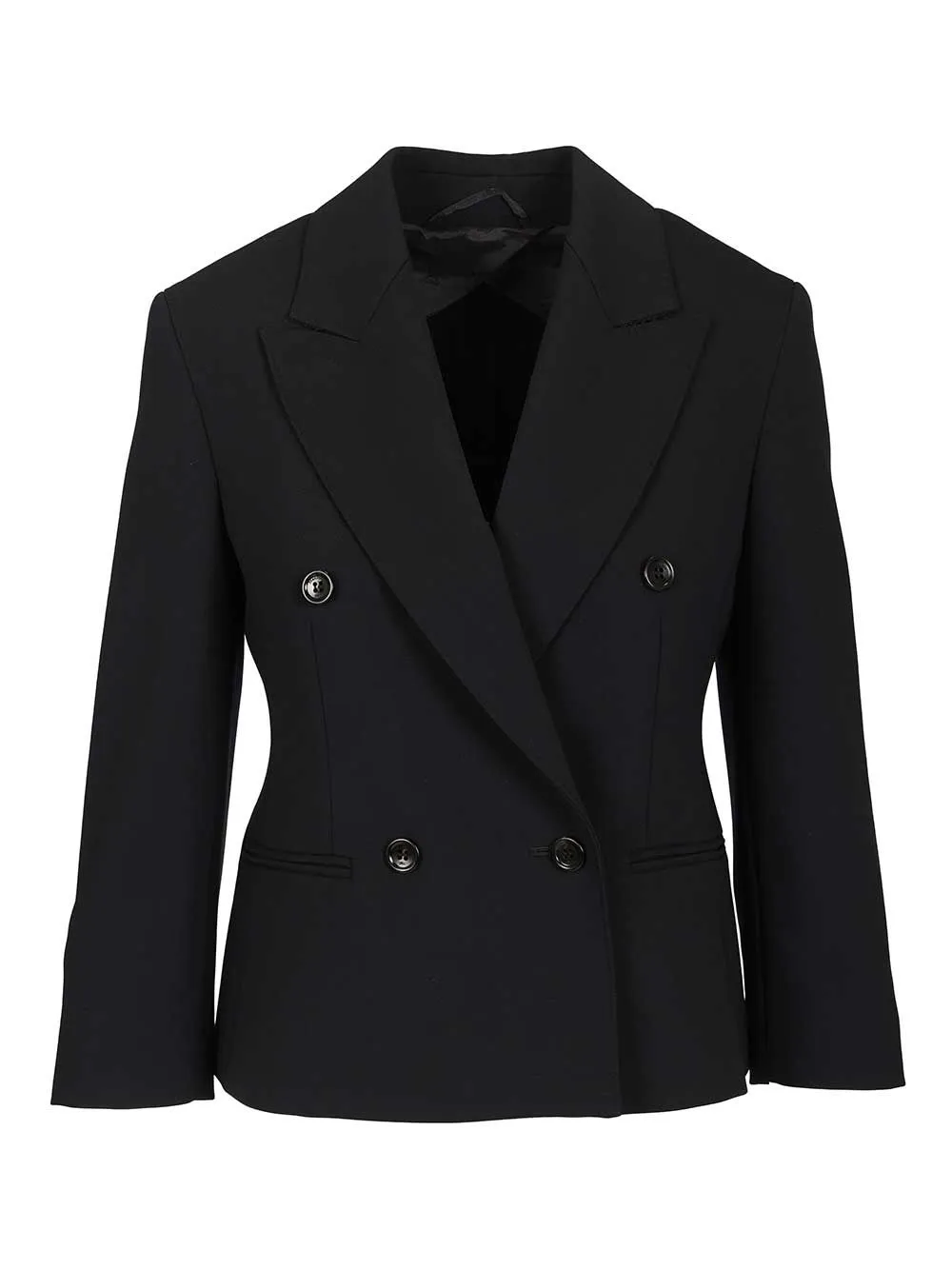 Wool Canvas Crop Blazer Jackets Blue sold by Wanan Luxury