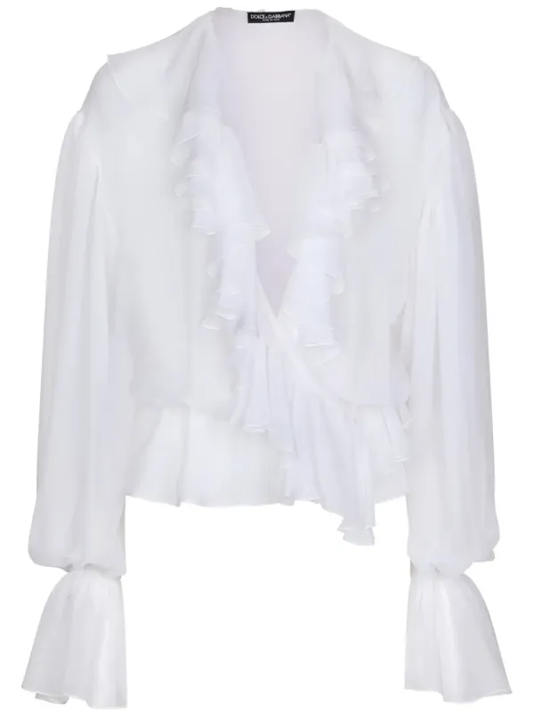 Ruffled Crop Blouse sold by Wanan Luxury