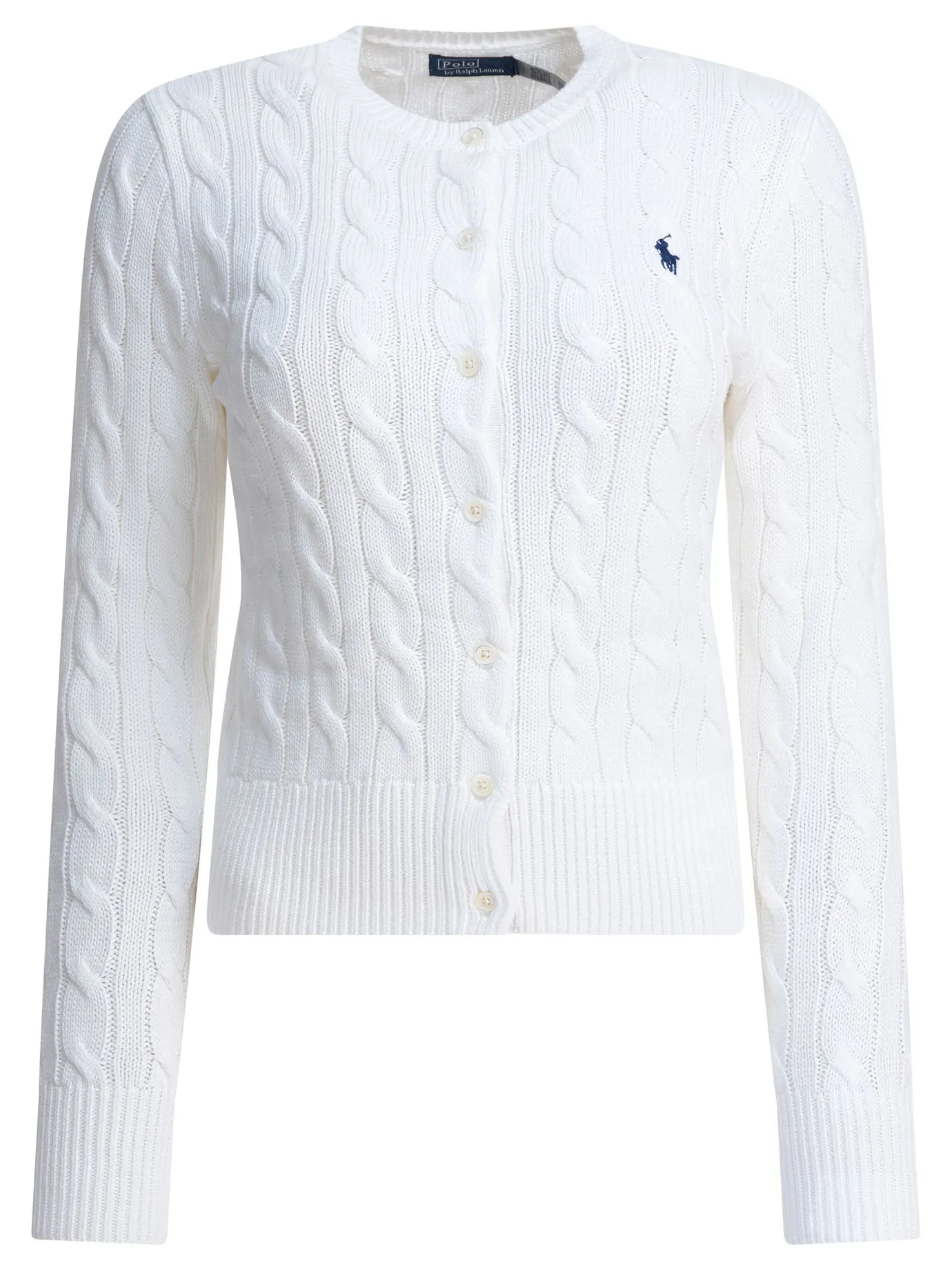 Braided Crewneck Cardigan With Logo Knitwear White sold by Wanan Luxury