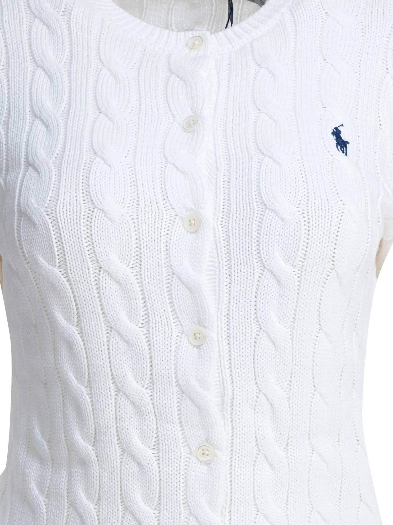 Braided Crewneck Cardigan With Logo Knitwear White sold by Wanan Luxury product image thumbnail 3