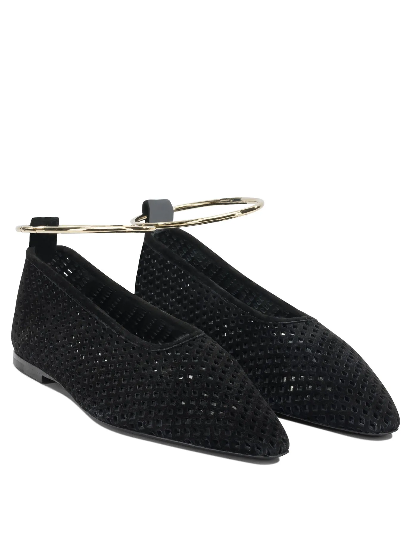 Suede Perforated Ballet Flats Ballerinas Black sold by Wanan Luxury product image thumbnail 2