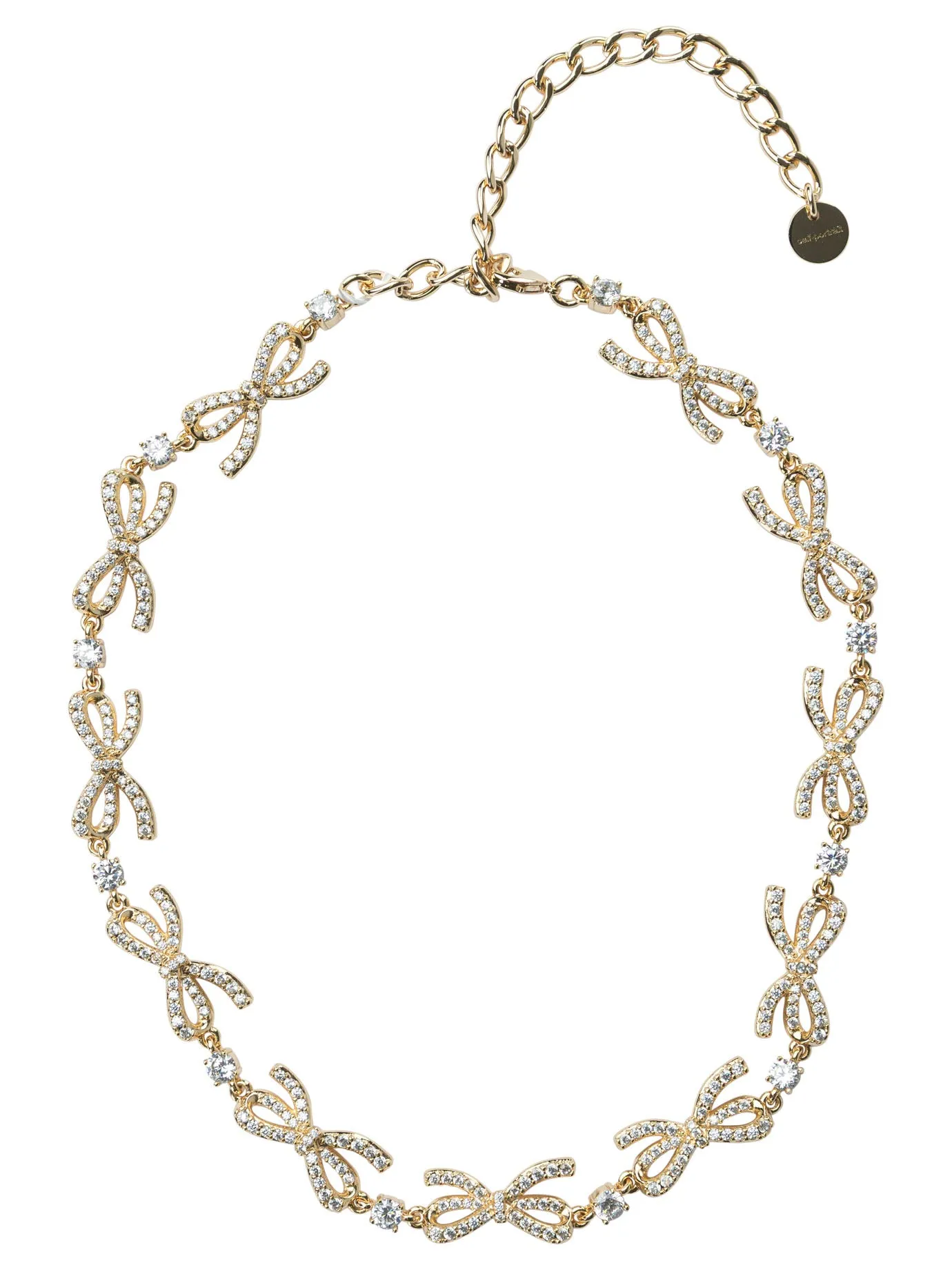 Necklace With Embellished Bows And Crystals Jewels Gold sold by Wanan Luxury