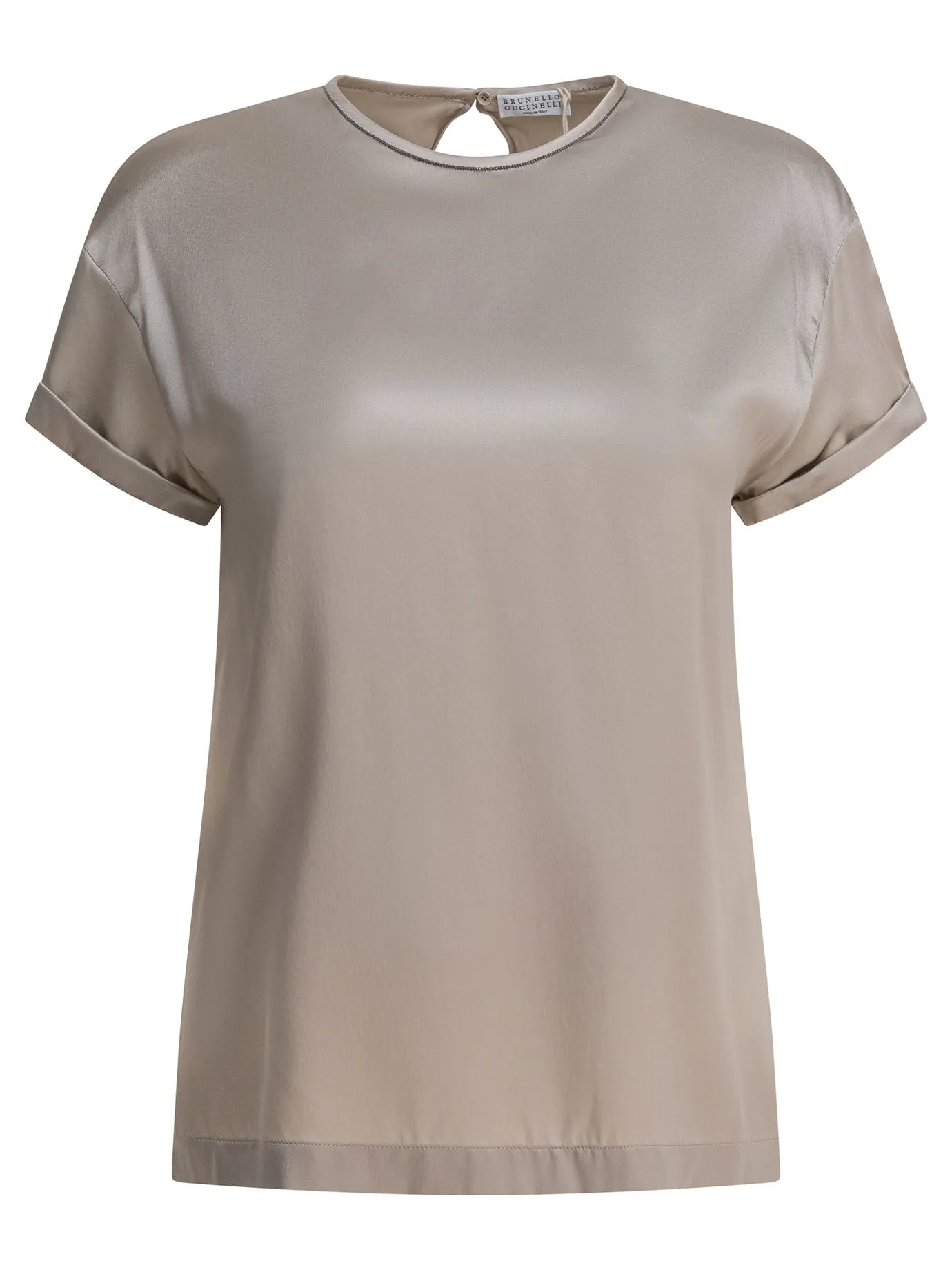 Silk Crewneck T-Shirt T-Shirts Silver sold by Wanan Luxury