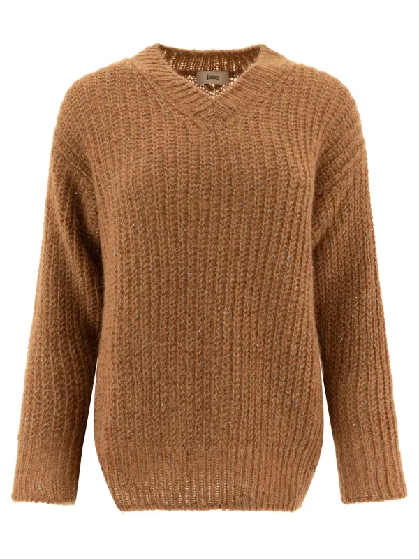 Sweater With Sequins Knitwear Brown sold by Wanan Luxury