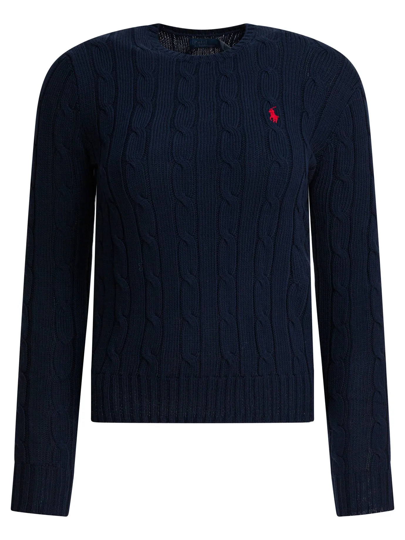 Crew-Neck Cable-Knit Sweater With Logo Knitwear Blue sold by Wanan Luxury