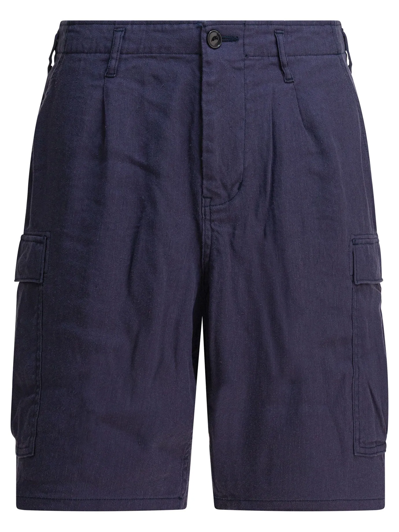 Linen Cargo Shorts Blue sold by Wanan Luxury