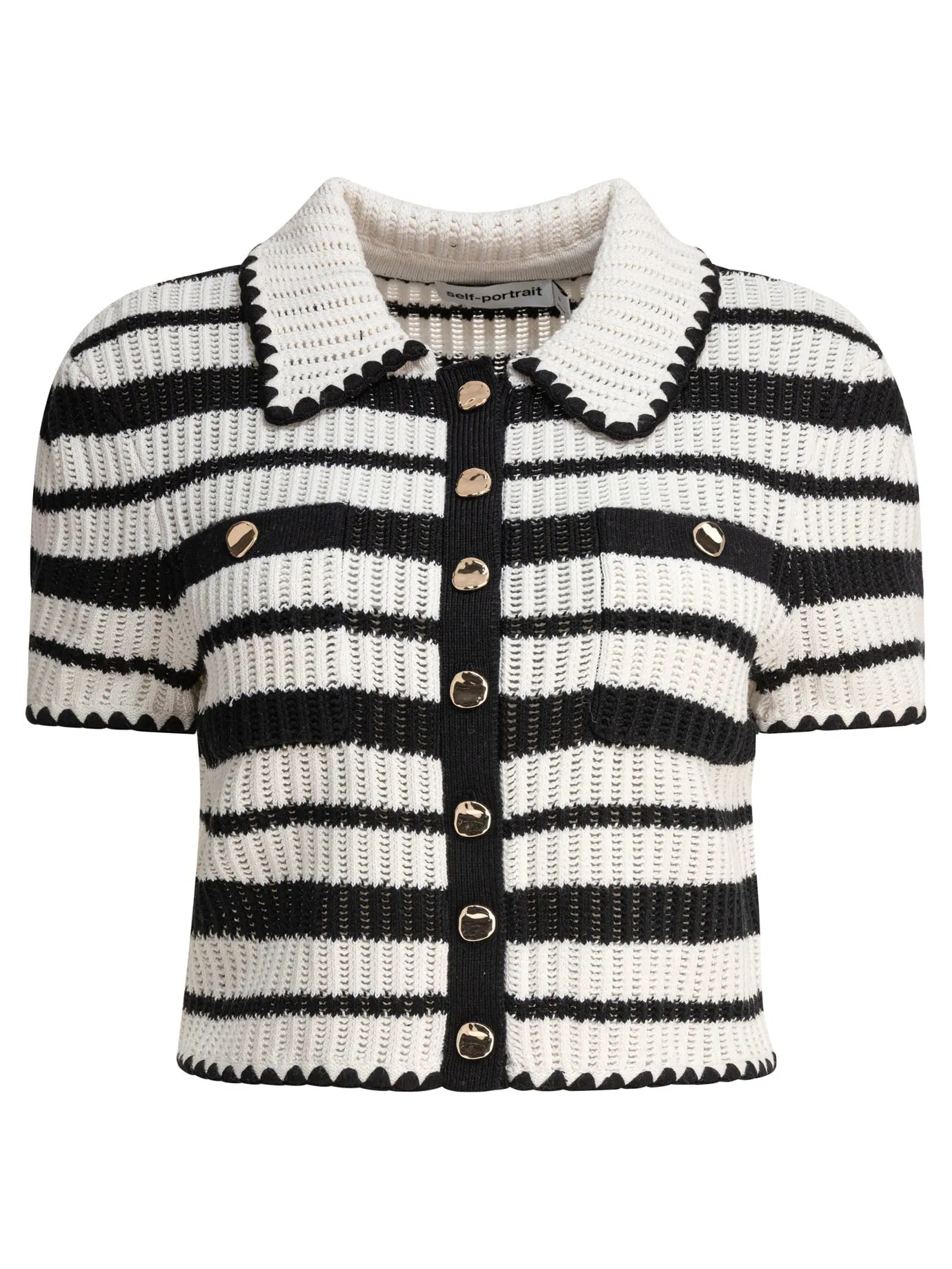 Crocheted Polo Sweater Knitwear White sold by Wanan Luxury