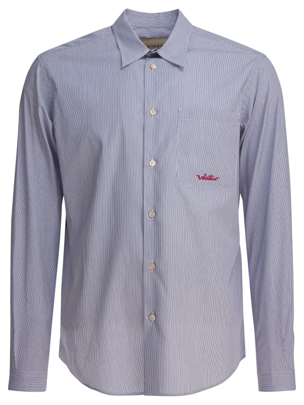 Cotton Shirt With Logo Shirts Light Blue sold by Wanan Luxury