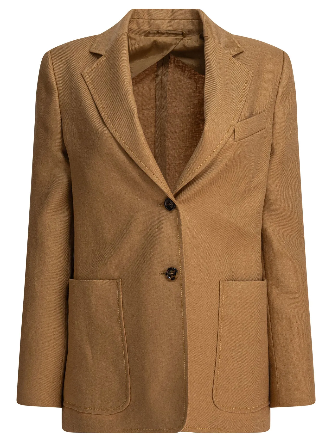 Single-Breasted Linen Blazer Jackets And Coats Beige sold by Wanan Luxury