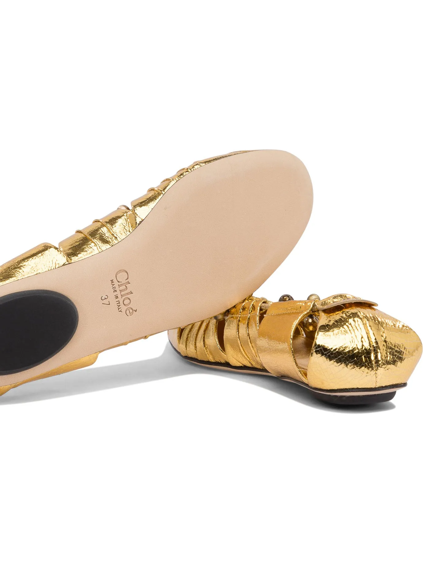 Ballet Flats Cut-Out Details Ballerinas Gold sold by Wanan Luxury product image thumbnail 5