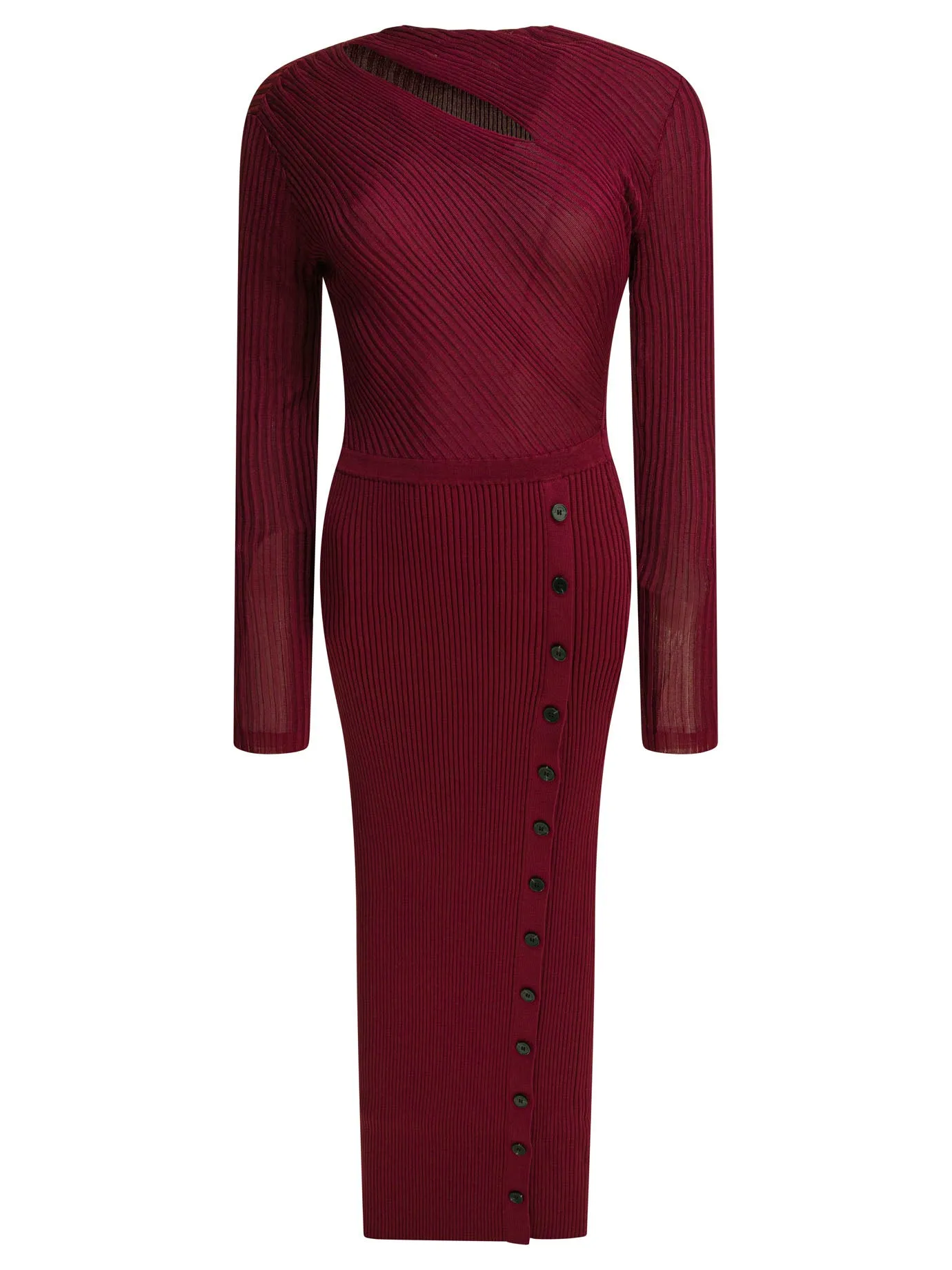 Cut-Out Midi Dress Dresses Bordeaux sold by Wanan Luxury
