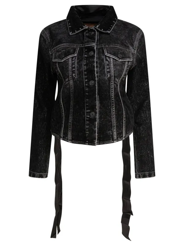 Denim Jacket With Laces Jackets And Coats Black sold by Wanan Luxury