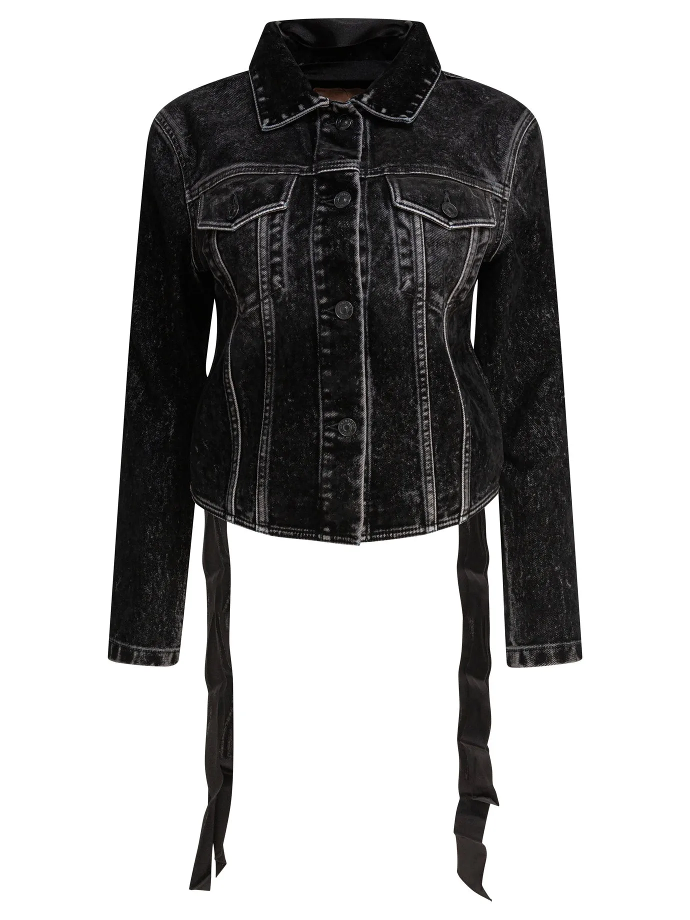 Denim Jacket With Laces Jackets And Coats Black sold by Wanan Luxury