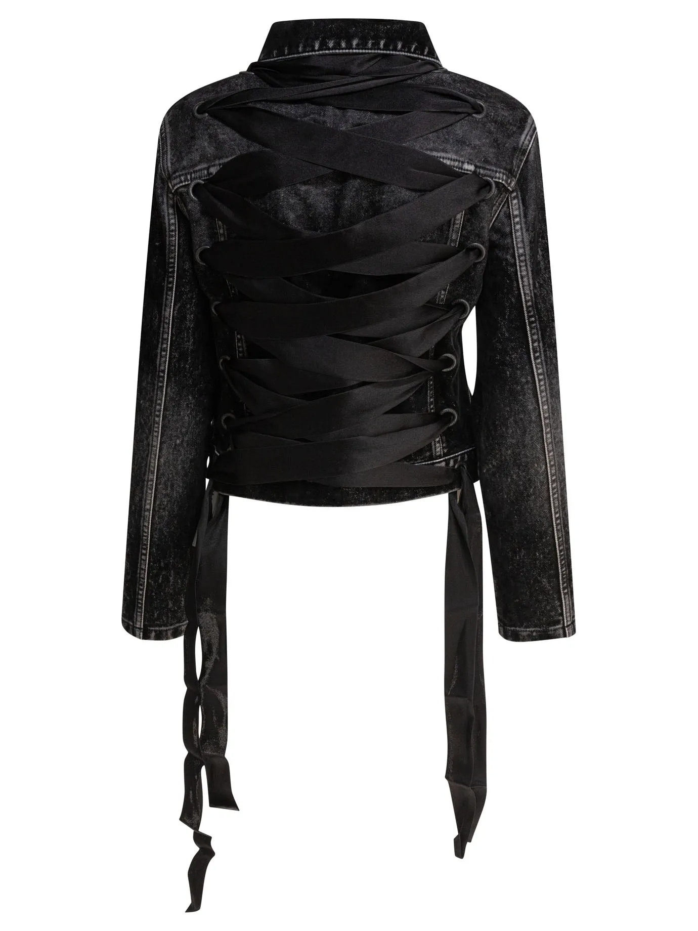Denim Jacket With Laces Jackets And Coats Black sold by Wanan Luxury product image thumbnail 2