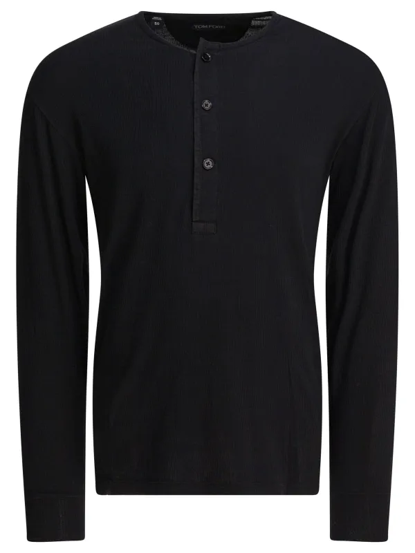 Cotton Crewneck T-Shirt T-Shirts Black made by Tom Ford