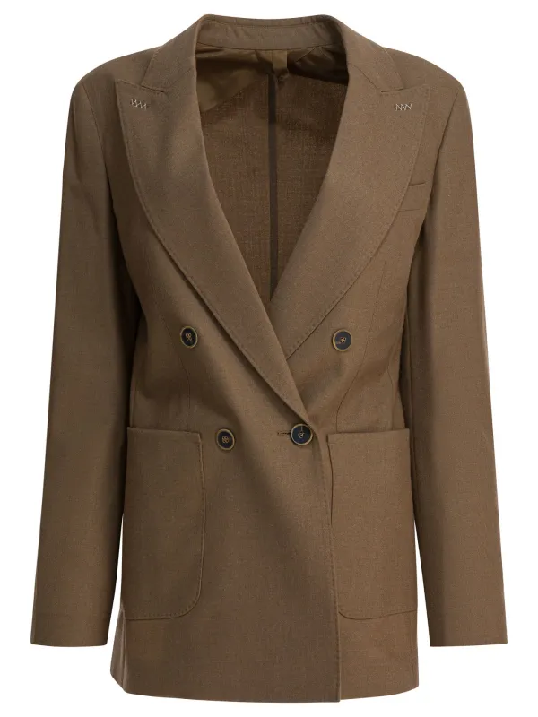 Cashmere Blazer Jackets And Coats Brown sold by Wanan Luxury
