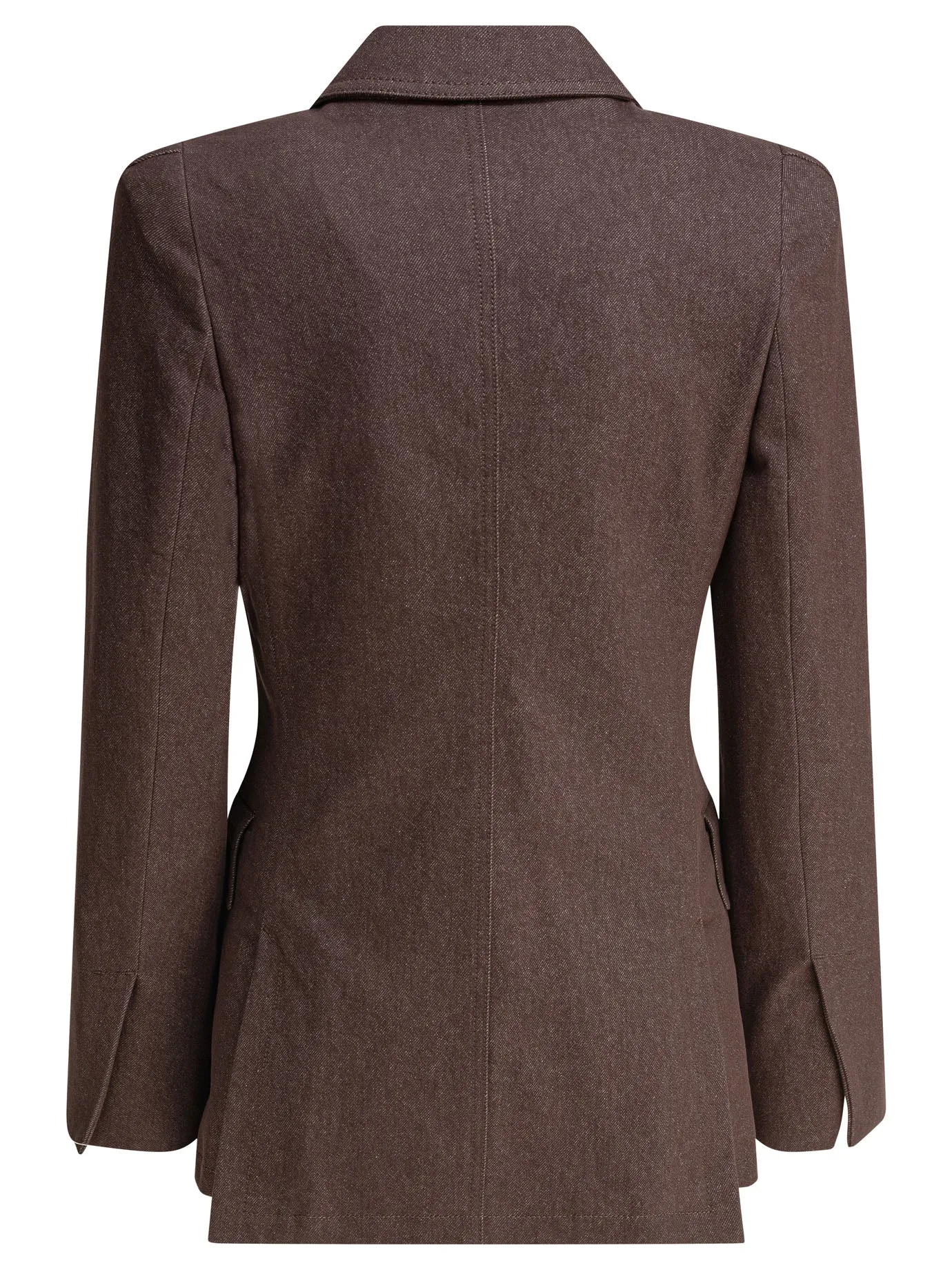 Denim-Effect Cotton Blazer Jackets And Coats Brown sold by Wanan Luxury product image thumbnail 2